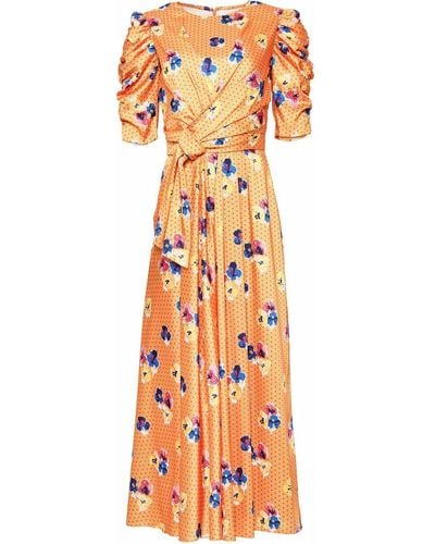 Carolina Herrera Midi-jurk Met Geknoopt Detail - Oranje
