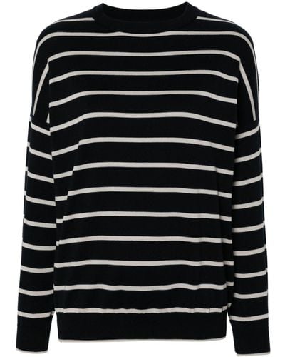 Lorena Antoniazzi Striped Cotton Blend Sweater - Black