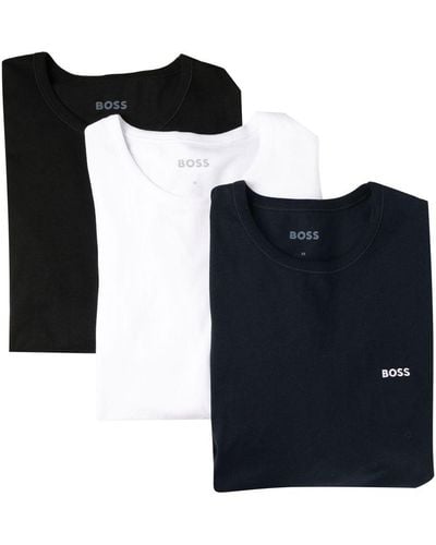 BOSS Conjunto de tres camisetas de manga larga - Negro