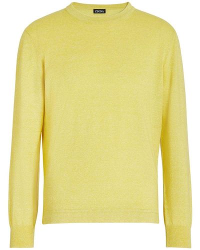 Zegna Oasi Crew-neck Cashmere Sweater - Yellow