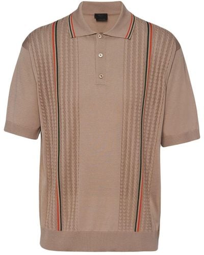 Prada Silk-cotton Polo Shirt - Brown
