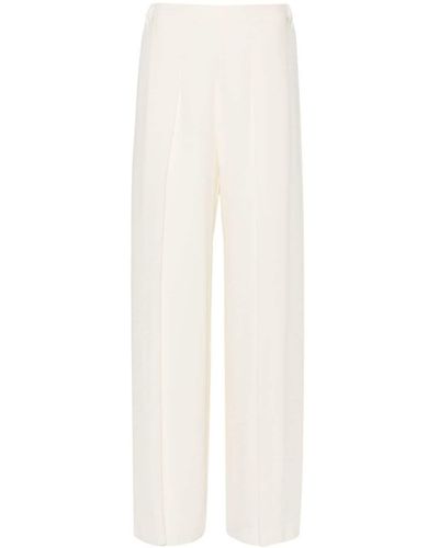 Gentry Portofino Silk Crepe Pleated Trousers - White
