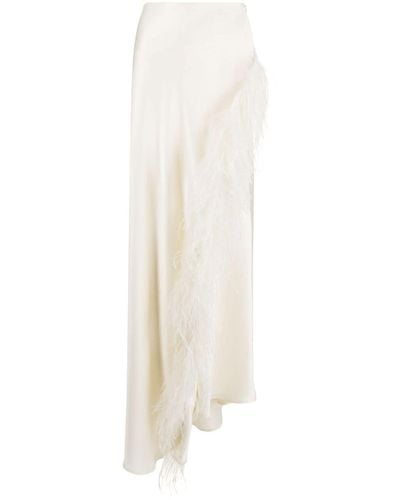 LAPOINTE Feather-detailing Asymmetric-design Skirt - White