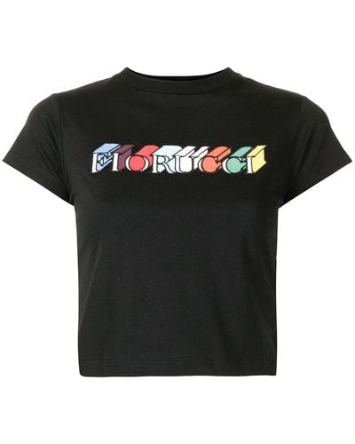 Fiorucci ロゴ クロップド Tシャツ - ブラック
