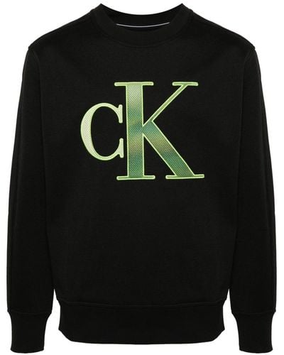 Calvin Klein Perforated Logo-patch Sweatshirt - Black
