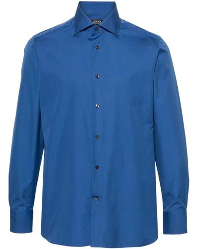 Zegna Katoenen Overhemd - Blauw