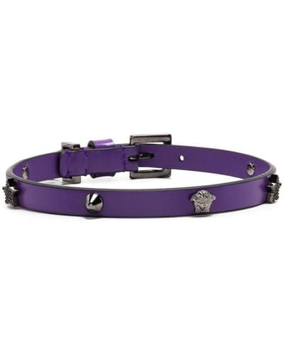 Versace Gem-logo Leather Choker - Purple