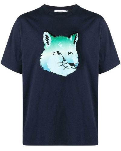Maison Kitsuné Camiseta con estampado Vibrant Fox head - Azul