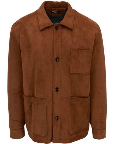 Kiton Spread-collar Leather Jacket - Brown