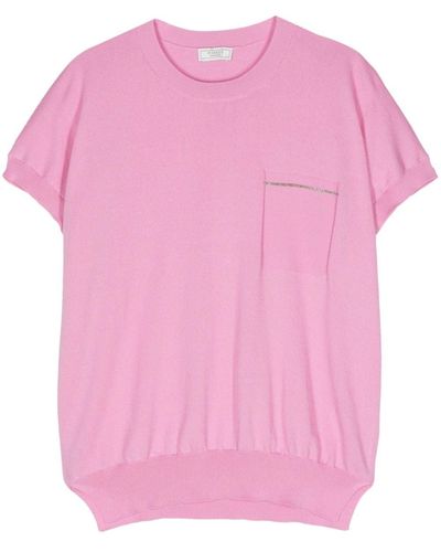 Peserico Monili-chain short-sleeved jumper - Pink
