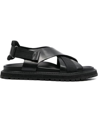 Premiata Crossover-strap Leather Sandals - Black