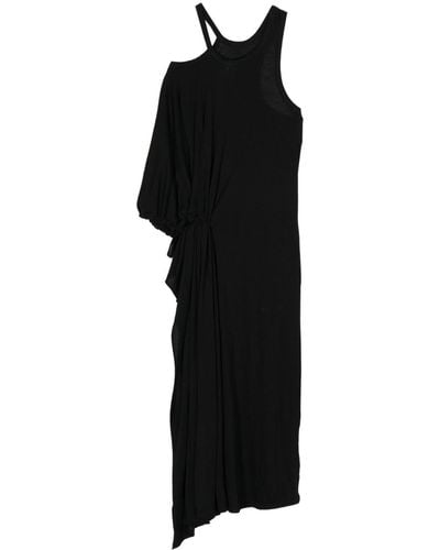 Yohji Yamamoto Asymmetrische Midi-jurk - Zwart