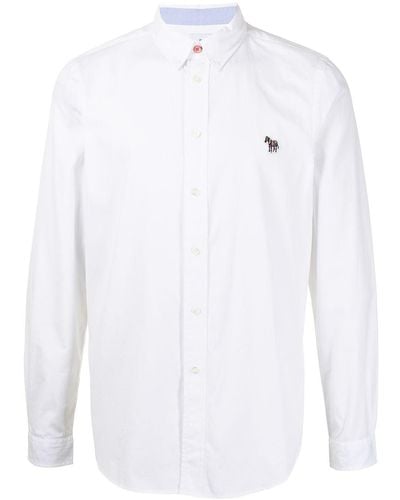 PS by Paul Smith Zebra-patch Organic-cotton Shirt - White
