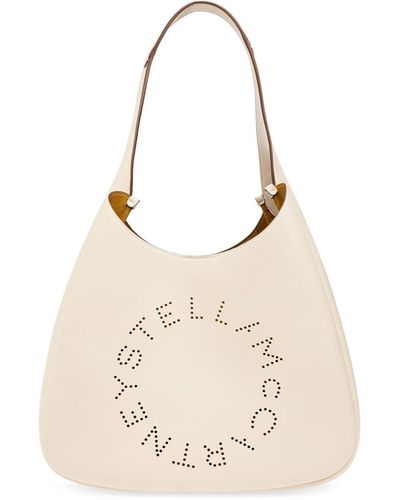 Stella McCartney Logo-perforated faux-leather tote bag - Natur