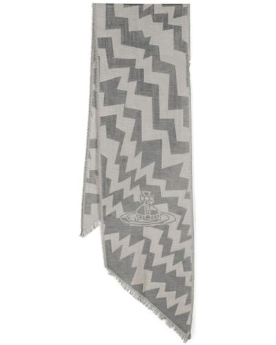 Vivienne Westwood Orb-jacquard Zigzag-pattern Scarf - Gray