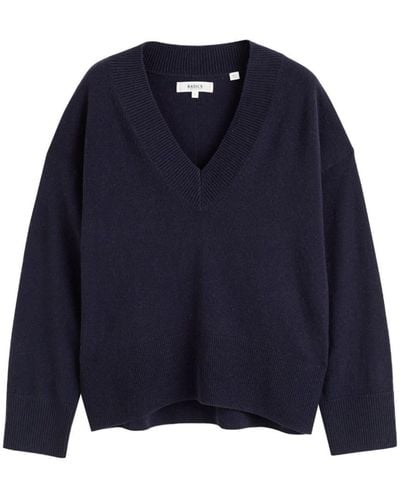 Chinti & Parker V-neck Ribbed Sweater - Blue
