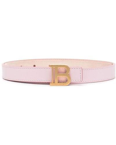 Balmain Pink Smooth Calfskin B-belt Belt