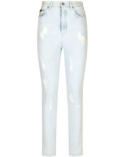 Dolce & Gabbana Grace Gerafelde Skinny Jeans - Blauw