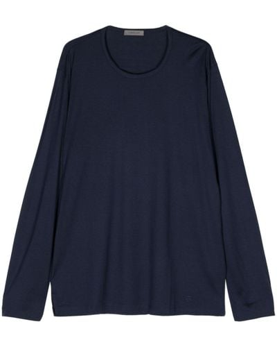 Corneliani Round-neck silk T-shirt - Blu
