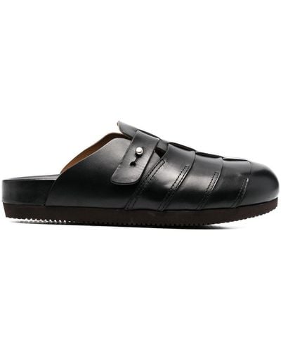 Buttero Woven-panelled Clog Sandals - Black