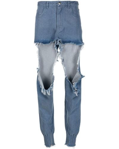 Marques'Almeida High-waisted Cut-out Jeans - Blue