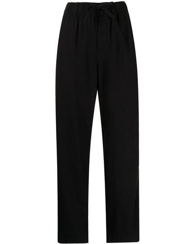 Tekla Drawstring-waist Pajama Bottoms - Black