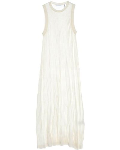 Helmut Lang Crinkled Knit Midi Dress - White