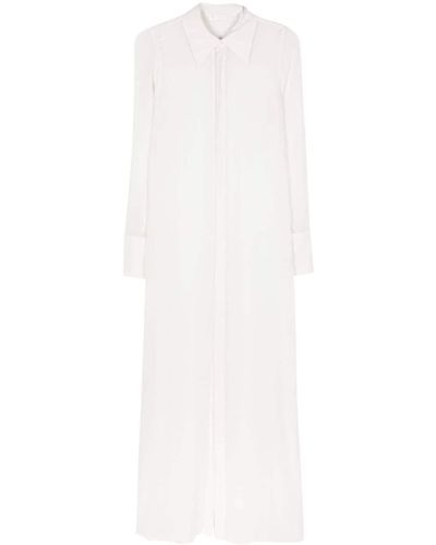 Ami Paris Chiffon Silk Maxi Dress - White