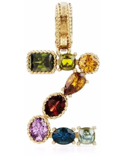 Dolce & Gabbana 18kt Yellow Gold Z Letter Gemstone Pendant - Metallic