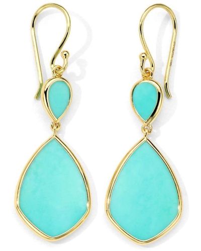 Ippolita 18kt Yellow Gold Polished Rock Candy Small Snowman Turquoise Earrings - Blue