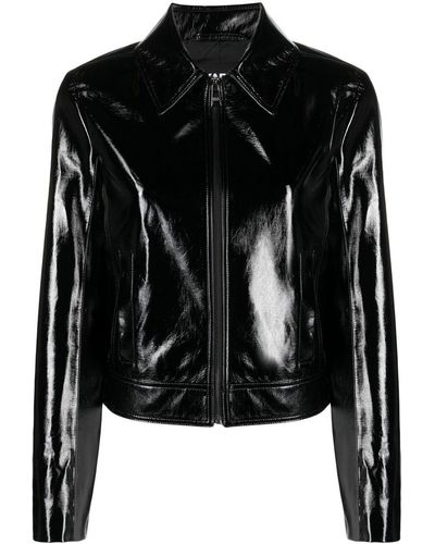 Karl Lagerfeld Patent Faux Leather Jacket - Black