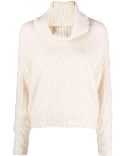 Allude Cowl-neck Fine-knit Sweater - White
