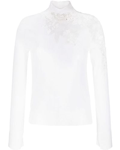 Ermanno Scervino Embroidered Wool Turtleneck Sweater - White