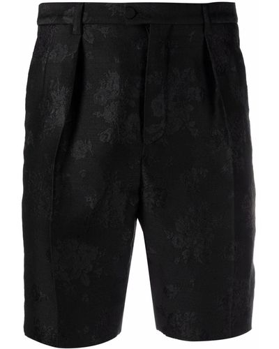 Saint Laurent Floral Jacquard Tailored Shorts - Black