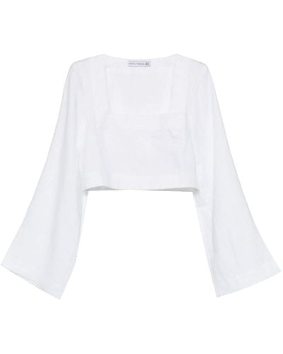 Faithfull The Brand Eilish Bell-sleeve Linen Top - White