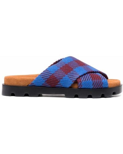Camper Check-print Sandals - Blue