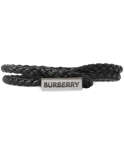 Burberry Engraved-logo Braided Bracelet - White