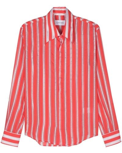 Canaku Camisa con paneles a rayas - Rojo