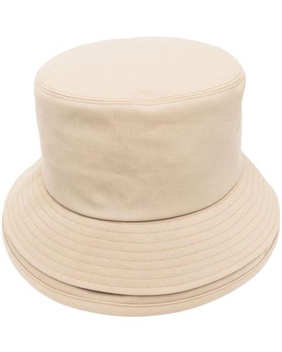 Sacai Layered-brim Wool Bucket Hat - Natural