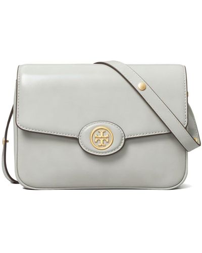NEW Tory Burch Zoey Perforated Robinson Mini Shoulder Bag Crossbody French  Gray