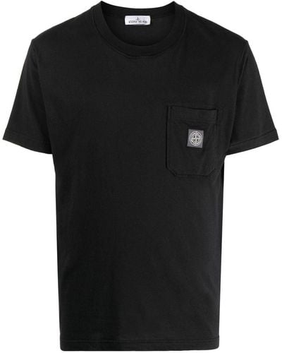 Stone Island Compass-motif Cotton T-shirt - Black
