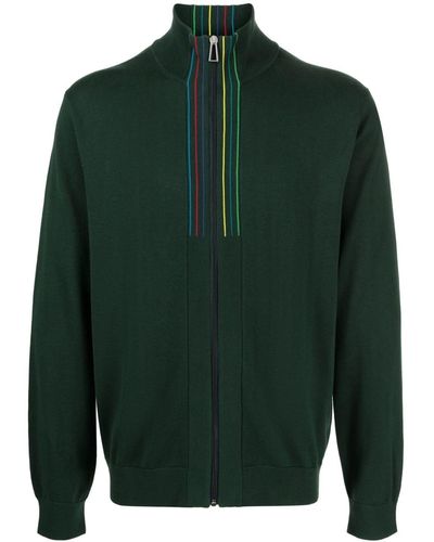 PS by Paul Smith Stripe-detail Zip-up Cardigan - Green