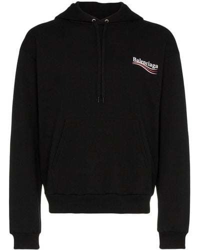 Balenciaga Sweat-shirt en jersey de coton à logo et capuche - Noir