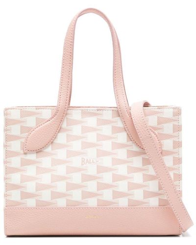 Bally Pennant-print Leather Tote Bag - Pink