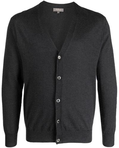 N.Peal Cashmere Fine Gauge V-neck Cardigan - Black