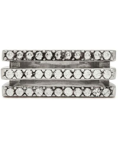 Saint Laurent Crystal-embellished Signet Ring - White