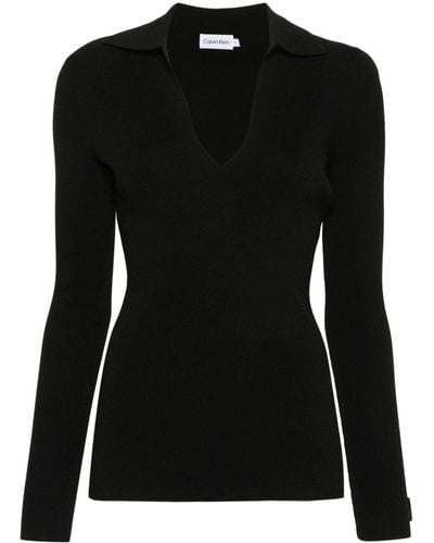 Calvin Klein ファインリブ セーター - ブラック