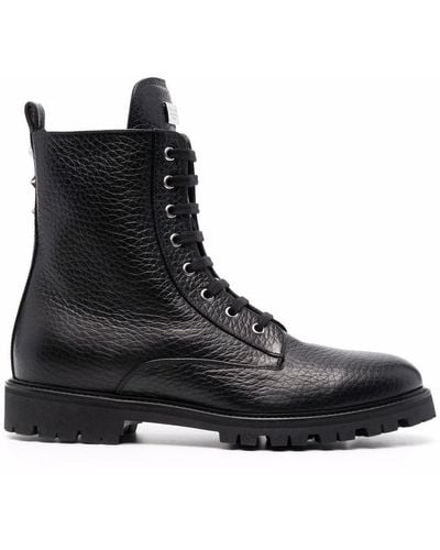 Philipp Plein Bottines en cuir à étoiles cloutées - Noir