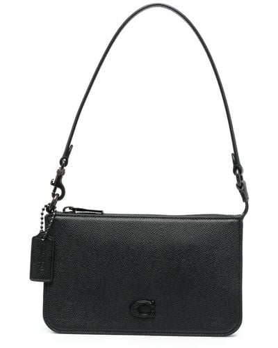 COACH Pouch Grained-leather Shoulder Bag - Black