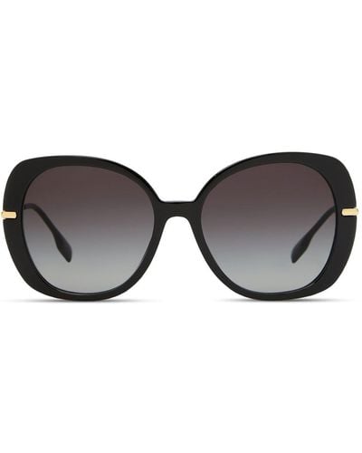 Burberry Gafas de sol oversize con rayas de la marca - Negro